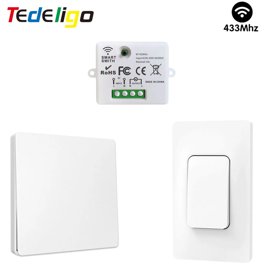 Mini Módulo Receptor sem Fio Interruptor de Luz e Interruptor de Parede Cinética rf Nenhuma Necessidade da Bateria Controle Remoto Casa Lâmpada em Fora 110v 220v