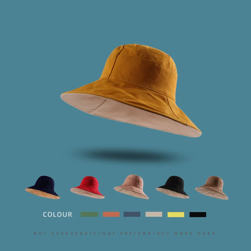 

Summer Double-Sided Big Brim Fisherman Hat Women's Korean-Style Casual Student Anti-Sunburn All-Match Face-Looking Small Beach V