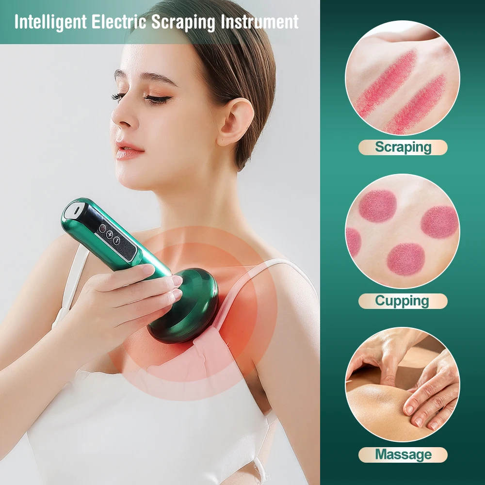 Electric Cupping Massager Vacuum Suction Cup GuaSha Anti Cellulite Scraping Infrared Heat Body Slimming Massage