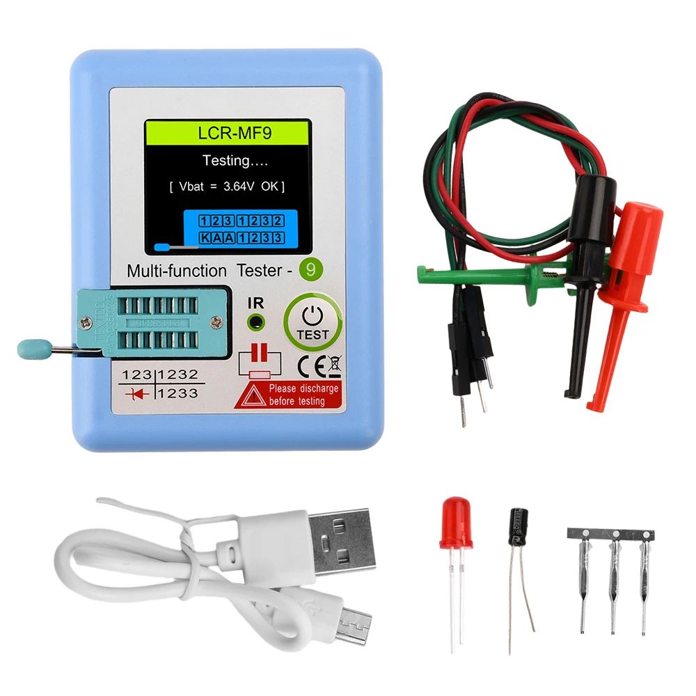 LCR-MF9 새로운 트랜지스터 테스터 TFT 다이오드 3극 커패시턴스 측정기 LCR ESR 미터 NPN PNP MOSFET IR 다기능 테스터 멀티미터