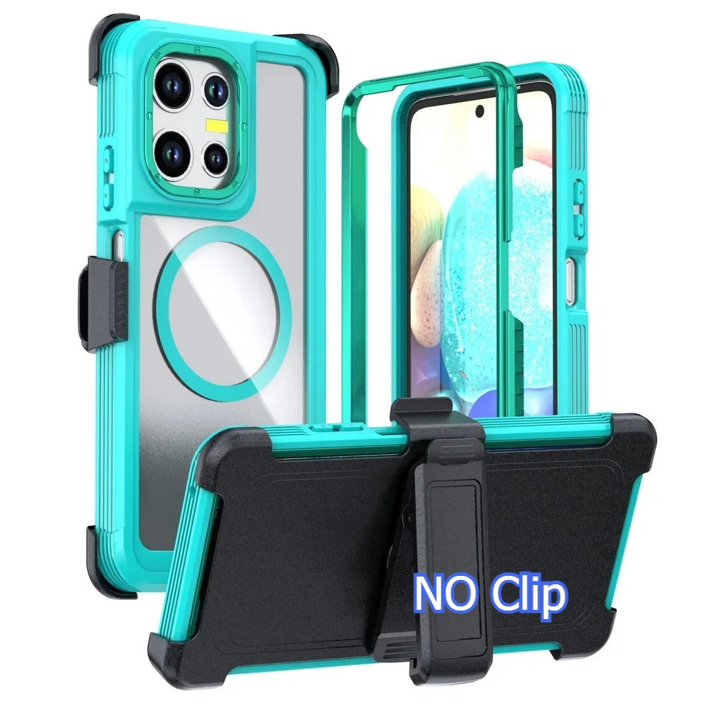 Heavy Duty 3-in-1 Magnetic Case with Anti-Shock Kickstand and Belt Clip Cover