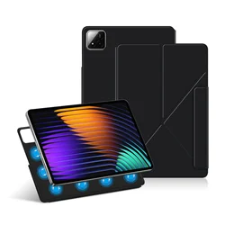 Premium Magnetic PU Leather Folding Stand Case with Auto Wake-Up Feature for Mi Pad 7 Pro 11.2 (Black)