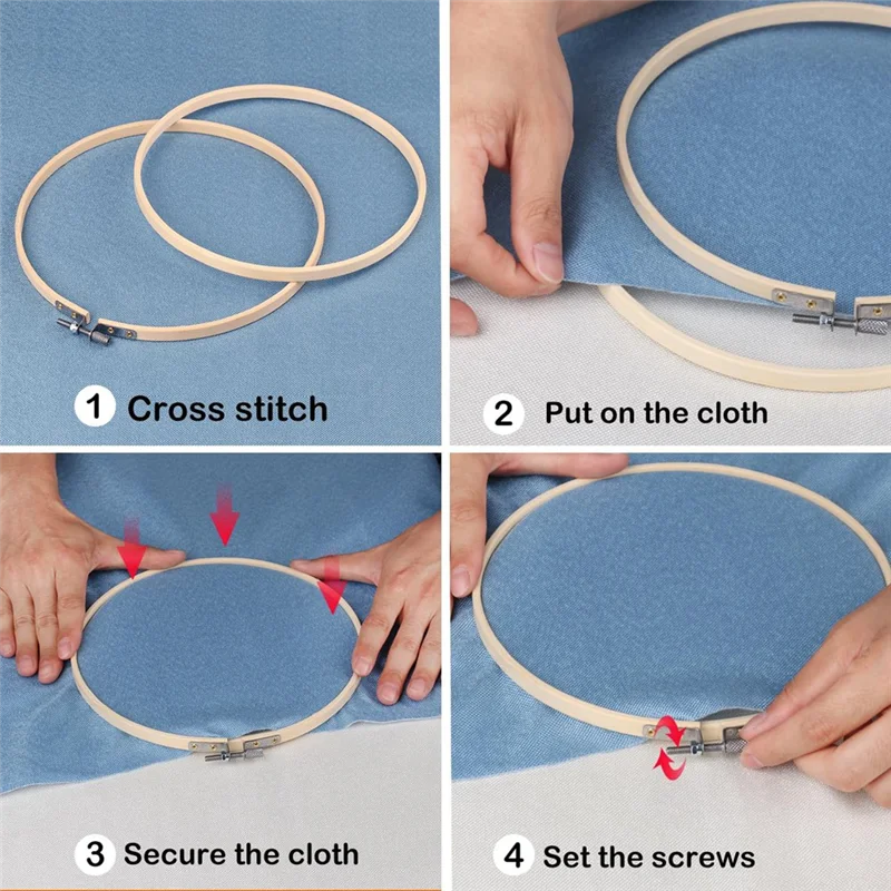 15PCS Bamboo Embroidery Hoops Set Kit 2 Inch Embroidery Hoop Set Adjustable In Bulk For Needlework, Sewing And Crafts