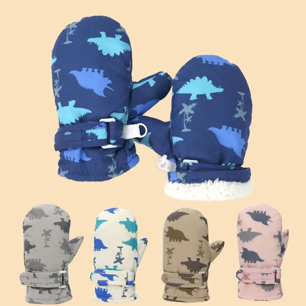 

Thick Warm Kids Ski Gloves New Windproof Cartoon Print Ootdoor Sports Gloves Waterproof Non-slip Long-sleeved Mittens