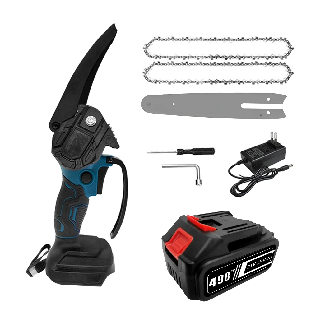 8 Inch Electric Chain Saw Mini Handheld Portable Chainsaw Tree Wood Cutter Pruning Garden Power Tool Compatible Makita Battery 6