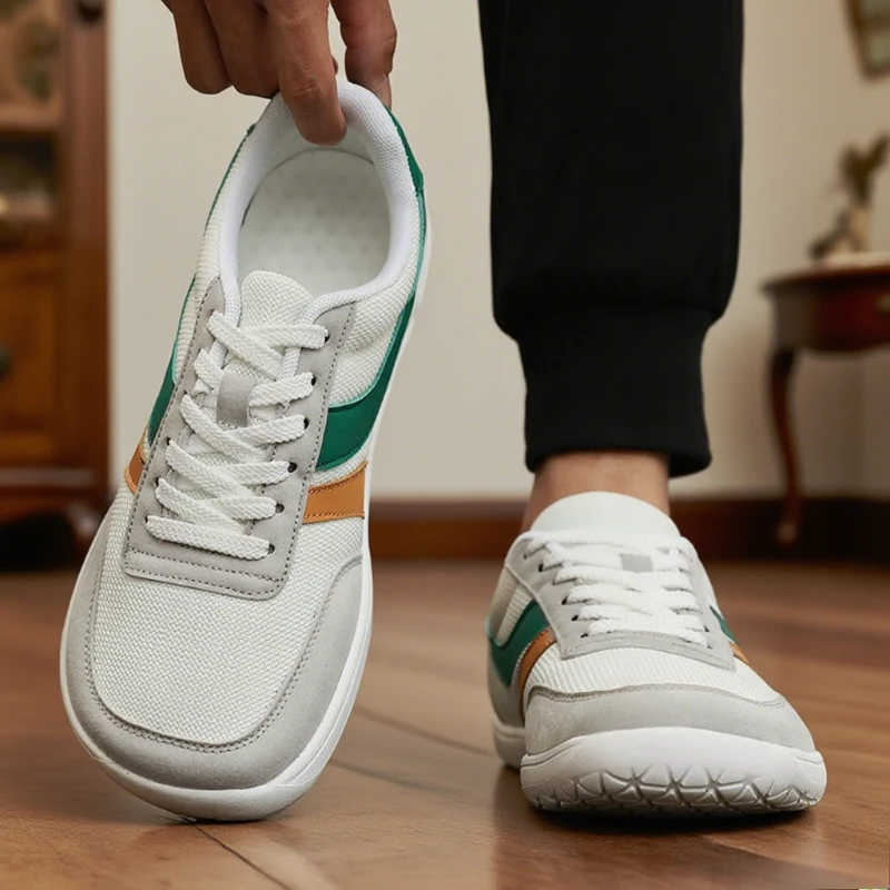 Barefoot Shoes Mens Womens Zero Drop Wide Toe Minimalist Lace Up Sneakers 2025 New Fashion Comfortable Lightweight Walking Shoes