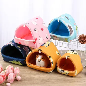 Cute Mini Soft Cage Rabbit Squirrel Winter Warm Mat Guinea Pig Nest Hamster House Small Animal Sleeping Bed Pet Hanging Cage