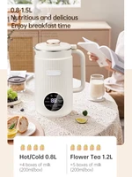 Machine à lait de soja en acier inoxydable 9-en-1, 0,8-1,5 L, 12 lames, mixeur-presse-agrumes pour aliments pour bébés, minuterie 12H, auto-nettoyante, silencieuse 5