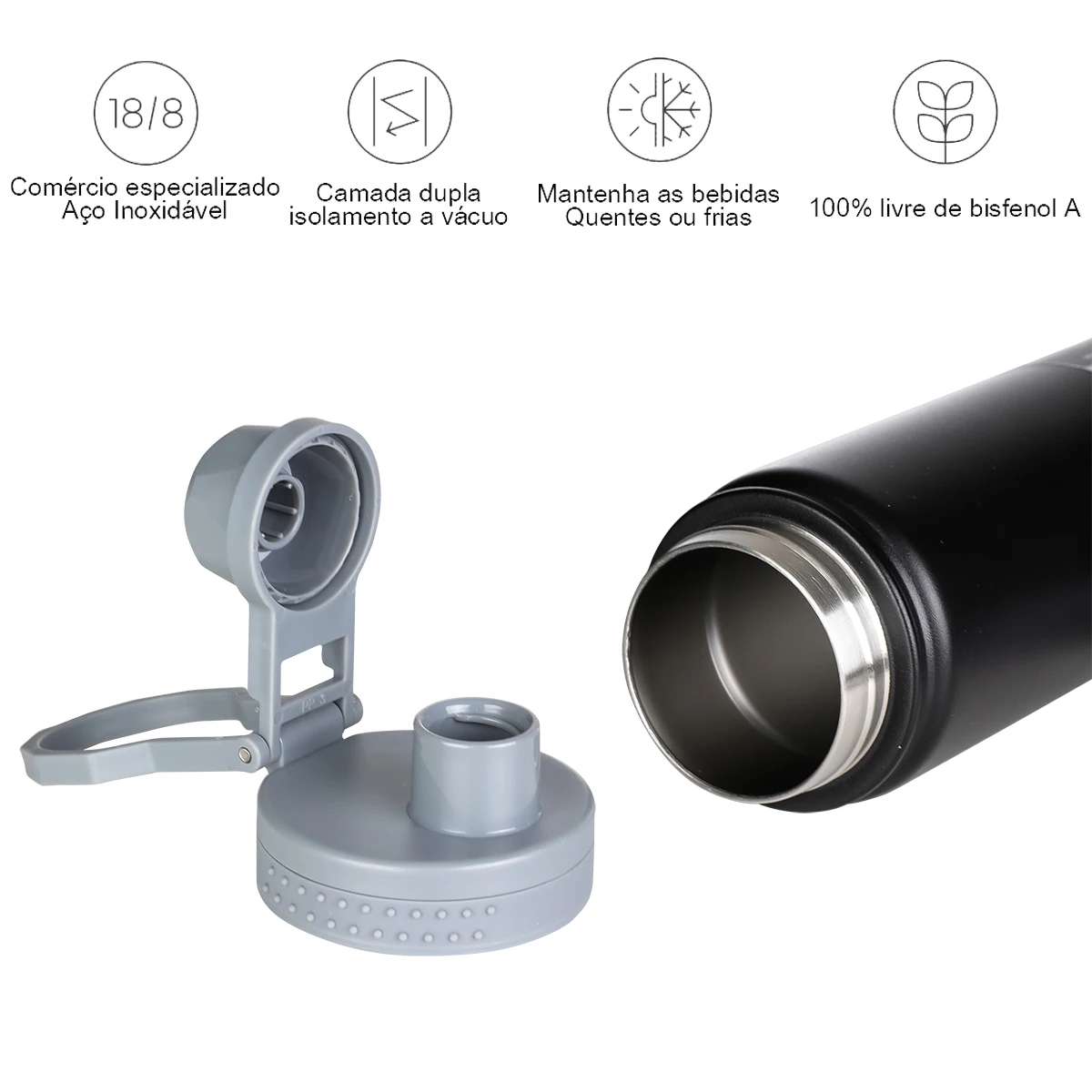Stainless Steel Insulated Coffee Thermos, Vacuum Flask, Sports Fitness Water Bottle, 750ml