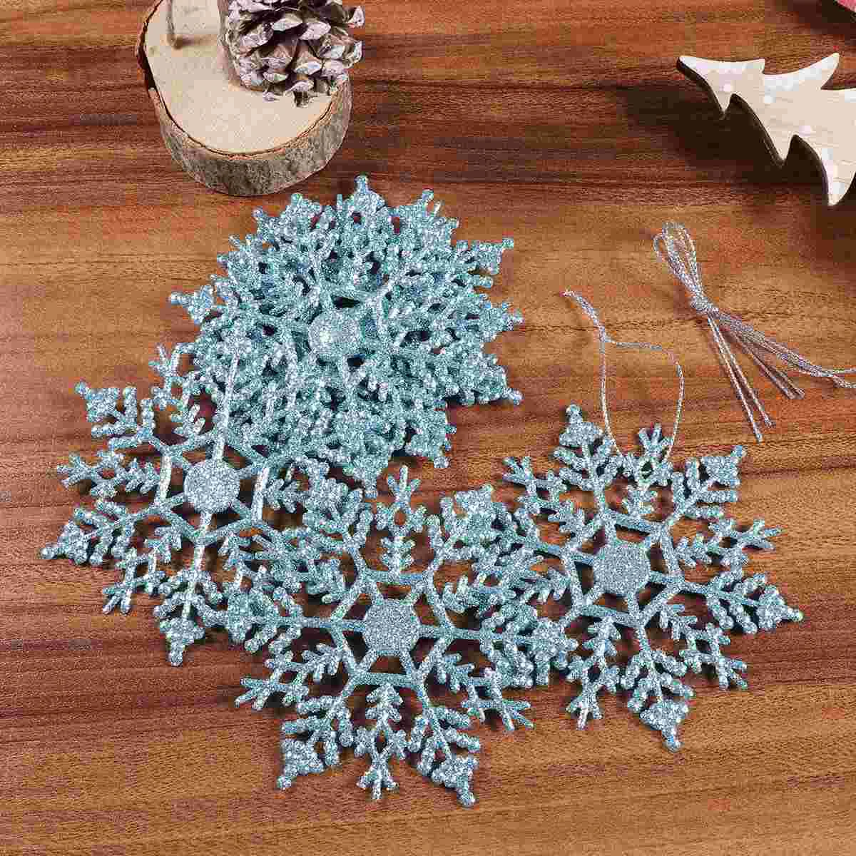 

10/16cm Christmas Fake Snowflakes Xmas Tree Hanging Ornament Glitter Snow Flake Ice Winter New Year Party Decoration