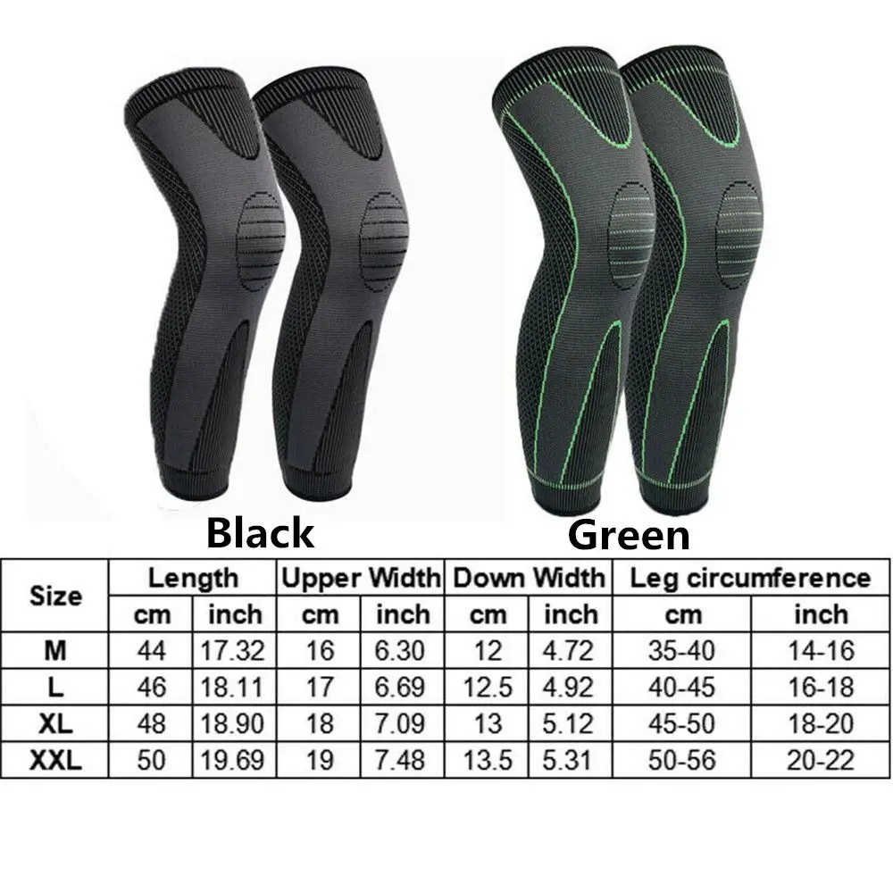 1Pair Sport Full Leg Compression Sleeves Knee Braces Support Protector for Weightlifting Arthritis Joint Pain Relief Muscle Tear