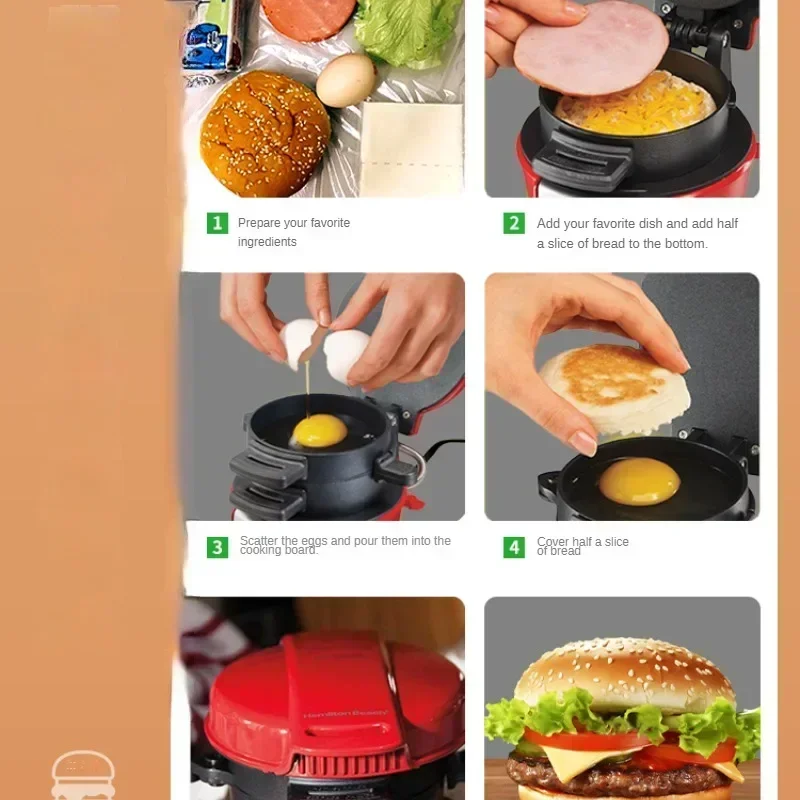 Hamburger Maker Household Small Breakfast Machine Multi-Function Light Food Machine Bread Sandwich Machine Waffle 3