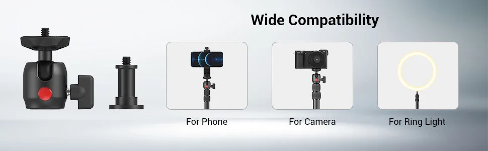 Camera Desk Mount Table Stand 15"-35" with 1/4" Ball Head Adjustable Light Stand