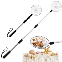 2Pcs Beach Sand Sifter Telescopic Shell Scooper Sifter Stainless Steel Shark Teeth Sifter Tool Lightweight Sand Scoop Shovel 1