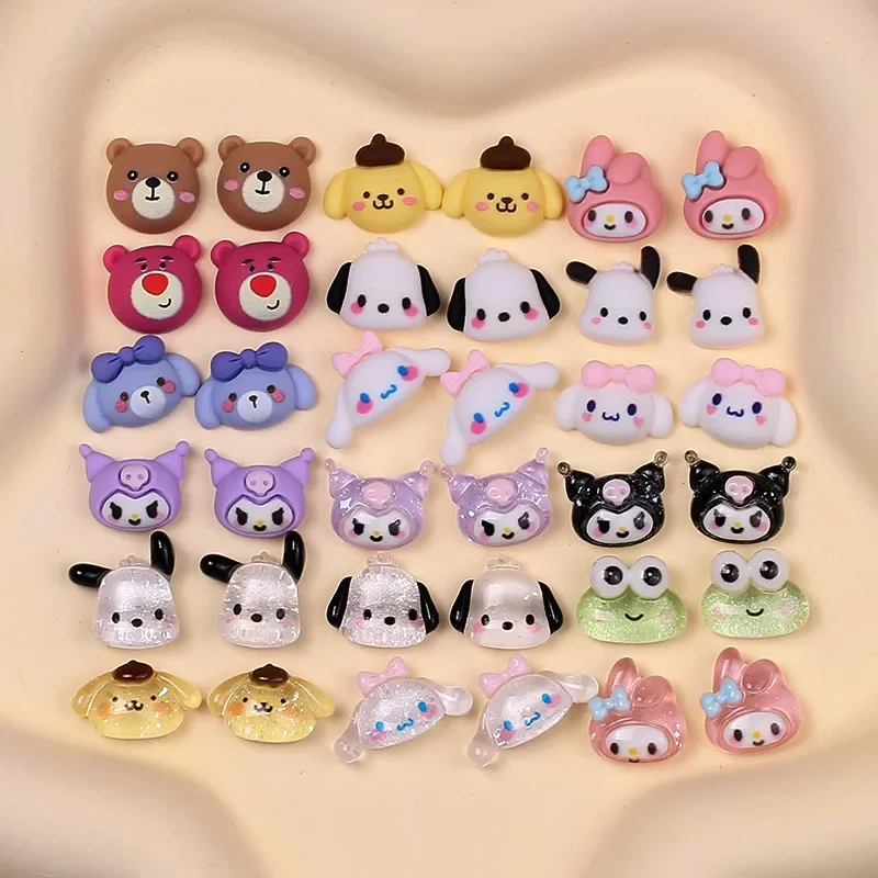

10pcs/set Mnini Sanrioed Cartoon Kuromi Hello Kitty Earring Bracelets Necklace Jewelry Making DIY Pendants Keychain Accessories