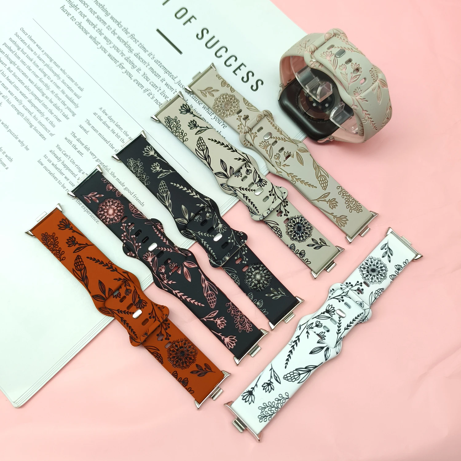Geschnitztes Löwenzahn-Zweifarbiges weiches Silikonarmband für Redmi Watch4 5 für Xiaomi Band 8/9 Pro, elegantes Damenarmband, universell 20 mm