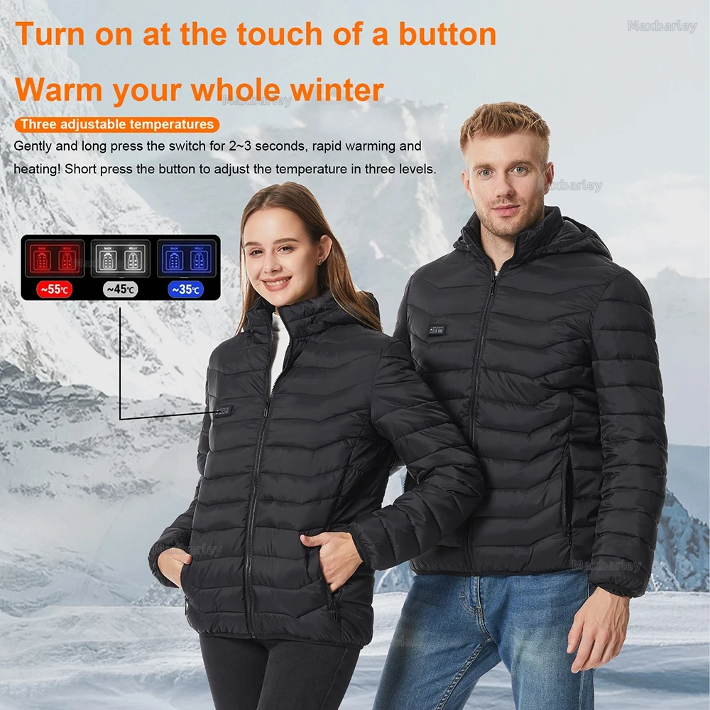 Outdoor Sports Electric Jacket for Skiing Hiking 2025 Unisex 31-Zone USB Heating Technology Cotton Blend Construction Coat