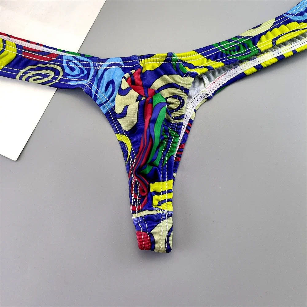Sexy Printed Lips/Flowers/Camouflage Underwear for Men Mini Panties Penis Pouch String Low Waist Bikini Hombre Lingerie