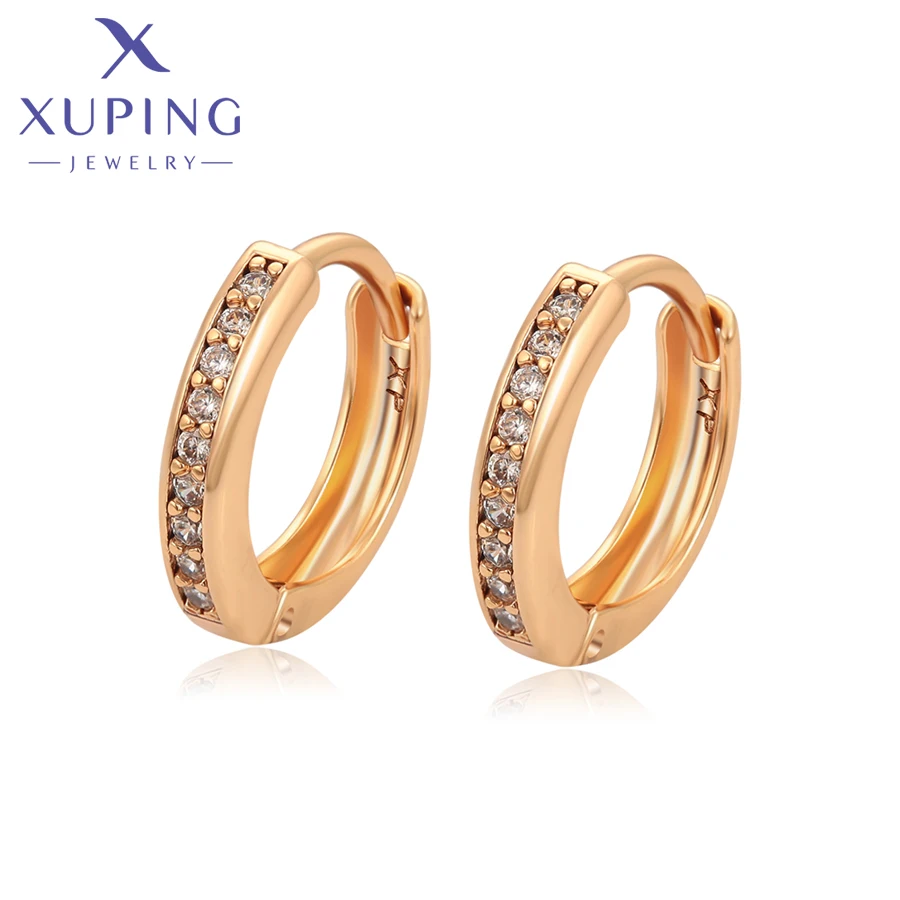 Xuping Schmuck Neuerscheinung Einfache Huggies-Ohrringe Goldfarben Creolen für Damen Geschenk X001068697