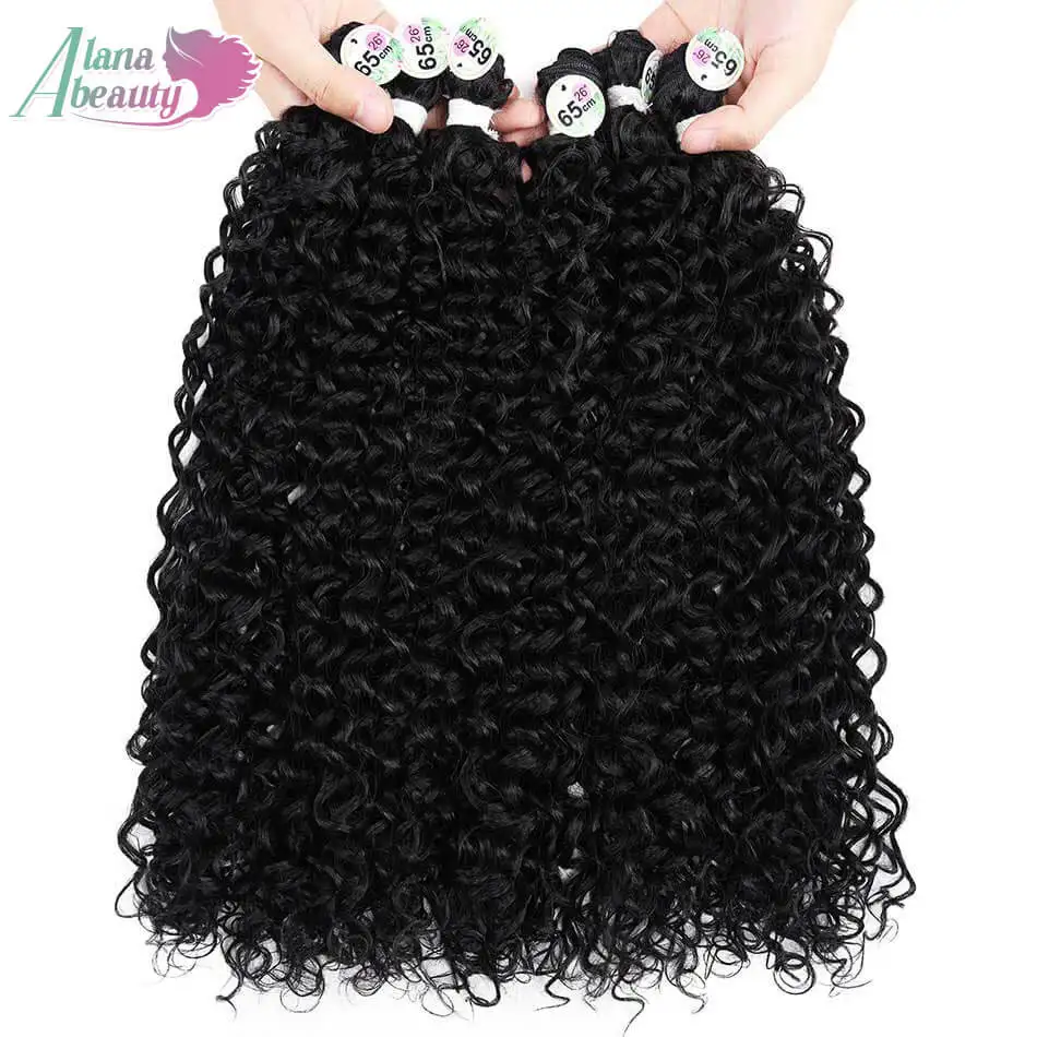 Synthetic Kinky Curly Hair Extensions Organic Long Jerry Curly Bundles Ombre Brown Fake Hair For Women Heat Resistant Wave