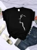 Simple Strokes Of Cat Funny Printed Women T-Shirt Fashion Casual Short Sleeve O-Neck Personality Street Tee Clothing Summer Tops