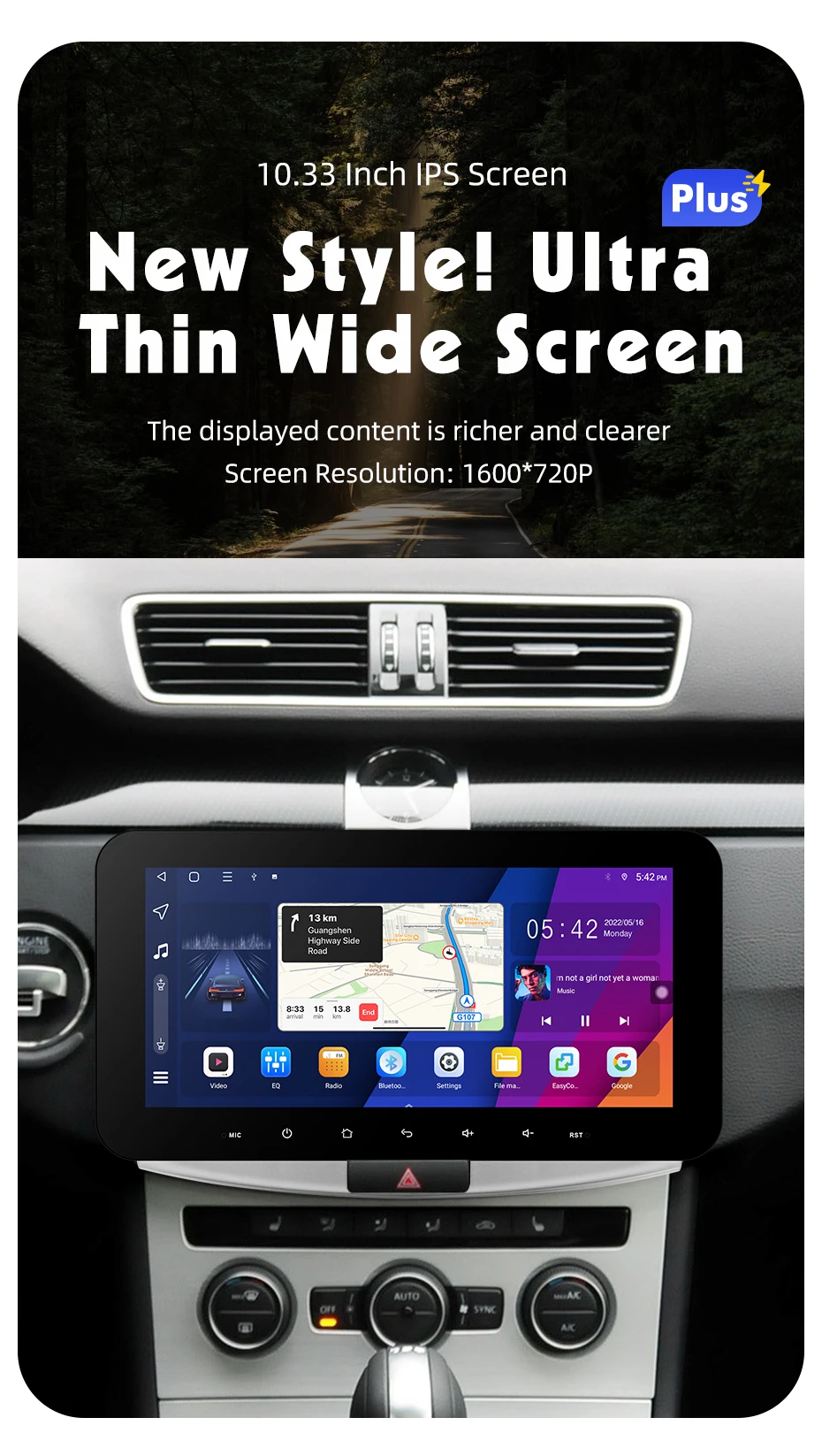 ISUDAR Android 10 Autoradio pour VW/Passat B7 avec écran QLED 10,1 Pouces 8 Core DDR4 Navi GPS 1080P Vidéo Carplay Bluetooth 4G WiFi DSP Prend en Charge Le contrôle des Roues Caméra USB Dab no 2 din 