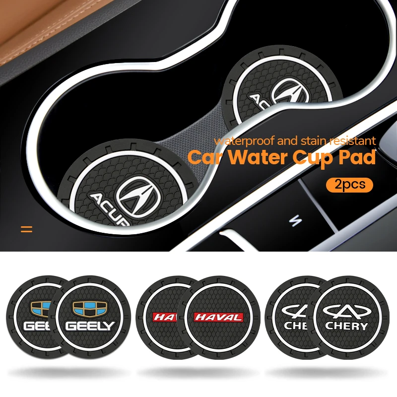 2pcs Car Coaster Water Cup Holder Slot Nonslip Mat Drink Pad