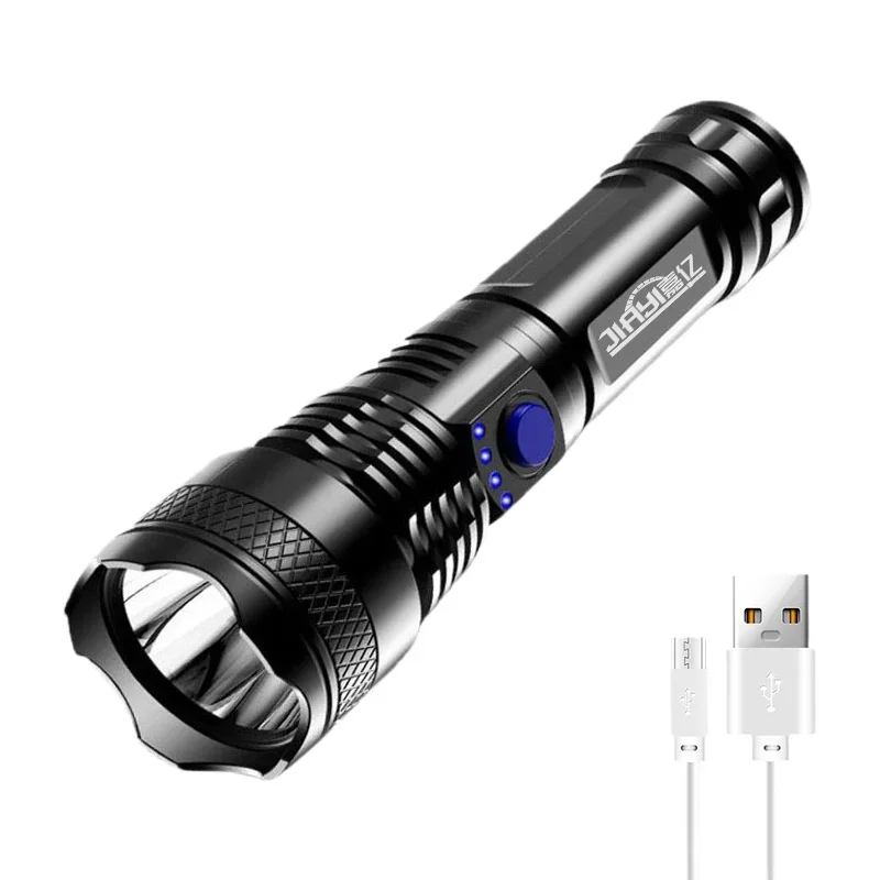 LED convenient Flashlight illuminates outdoor strong light and long-distance USB charging multi-function light