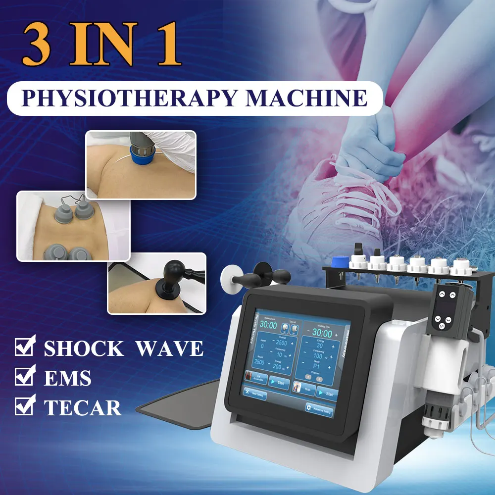 

Portbale 3 In 1 Focus Shockwave Ems Smart Tecar Shock Wave ED Treatment 448khz Deep Heat Pain Relief Physical Therapy Machine