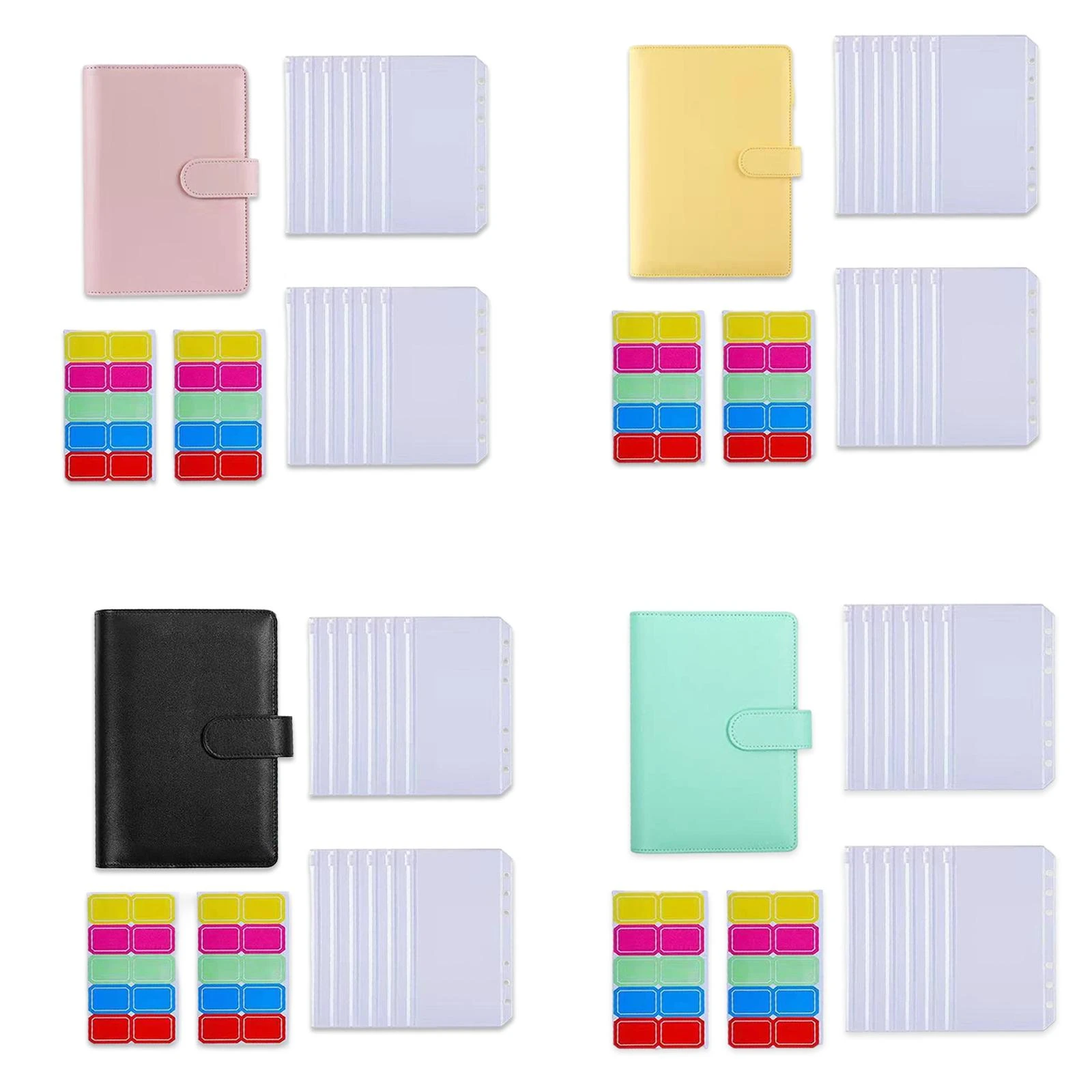 Binder Buku Catatan Kulit PU Binder Anggaran 12 Binder Bening Pengatur Uang  dengan Label Stiker Amplop Anggaran Uang Tunai untuk Uang Tunai