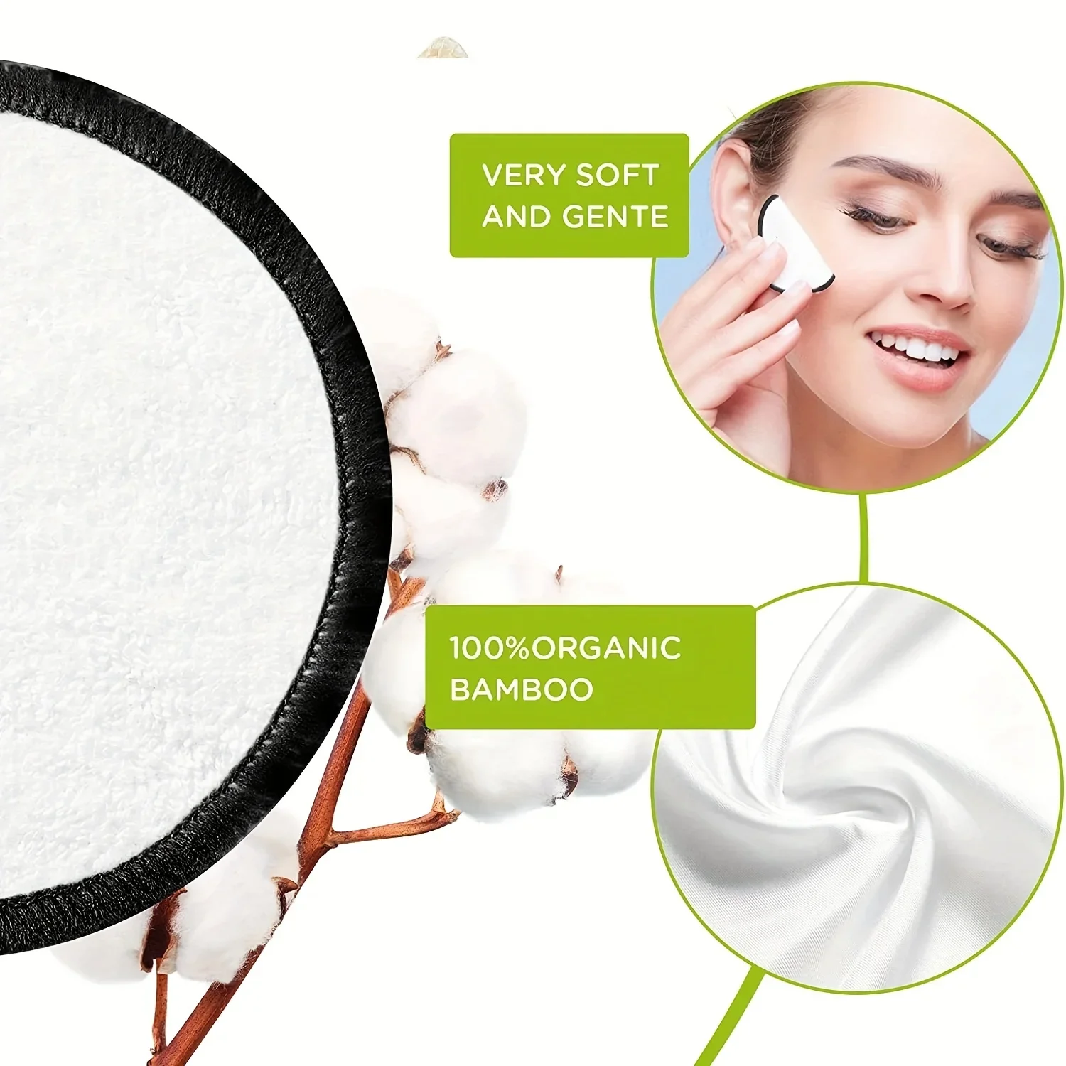 16Pcs/set Bamboo Makeup Remover Reusable Facial Pad Washable Face Round Cotton With Laundry Net Bag And Fashionable Metal Box