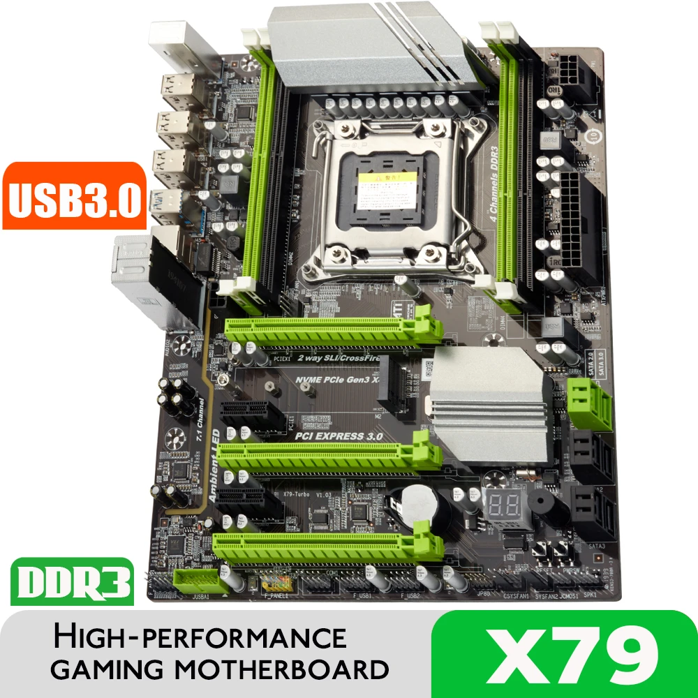 Atermiter X79 Turbo Motherboard  LGA2011 ATX USB3.0 SATA3 PCI-E NVME M.2 SSD Support REG ECC Memory and Xeon E5 Processor 2011