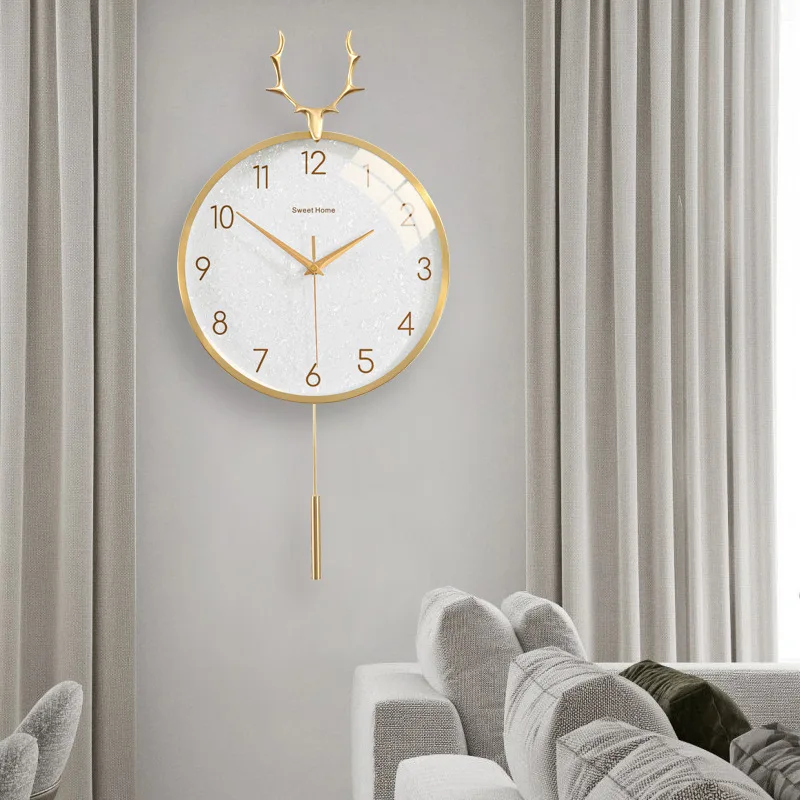 Wall clock table decoration accessories pure copper antler shape bedroom Interior luxury silent pendulum home fashion Nordic art 2