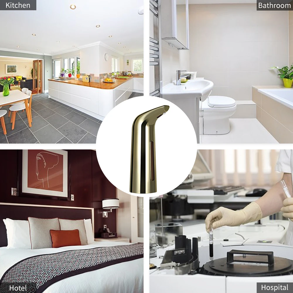 400mL Automatic Soap Dispenser Infrared Hand-free Touchless Dish Liquid Lotion Gel Shampoo Chamber for Bathroom Kitchen