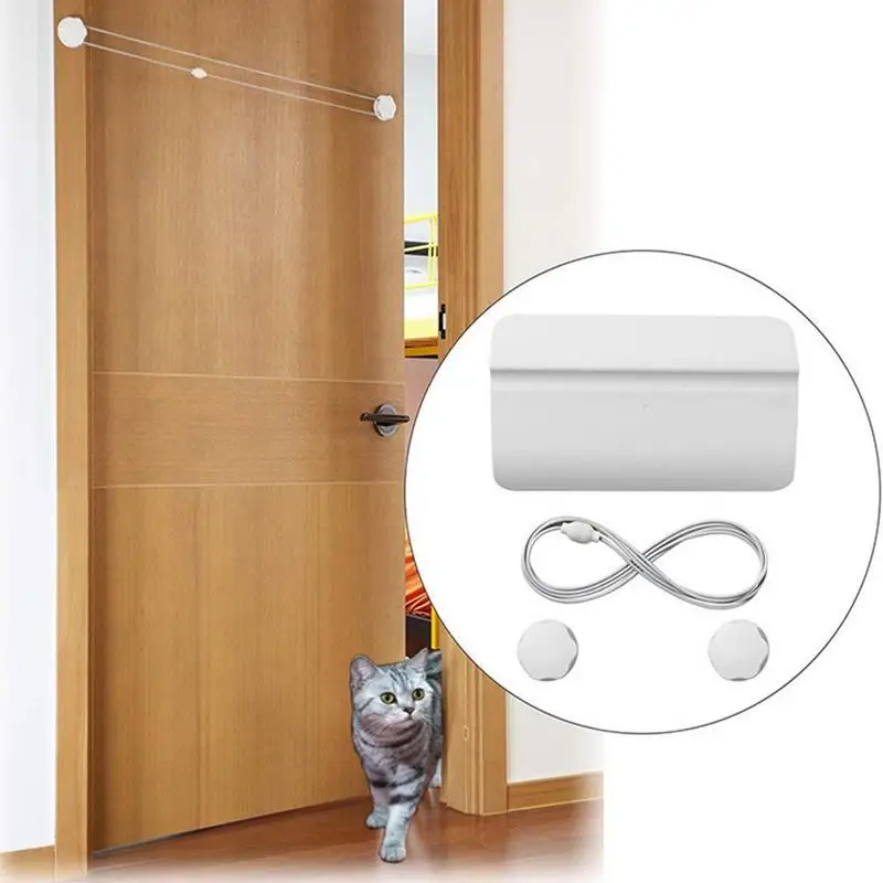 Cat Door Automatic Lockable Pet Dog Cats Door Dog Pet Opener With Adjustable Bungee Cord Safety Gate For Room cat door pet door