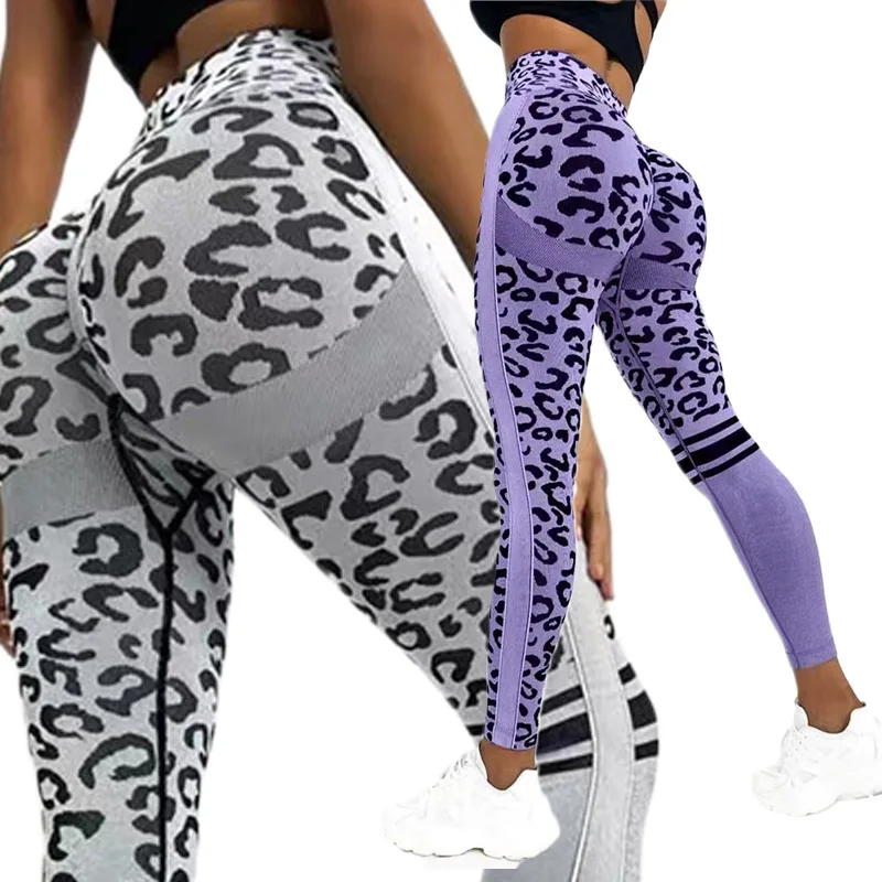 Women's New Fashion Leopard High Waist Tights Sports Seamless Yoga Pants Spring 2024 Women Female Running Fitness Trousers