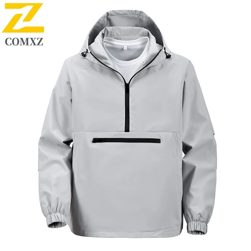 EIAO Autumn Men's Hooded Windbreaker Multiple colors Casual Coat Waterproof Windproof Jacket for Hiking Camping Fishing Workwear