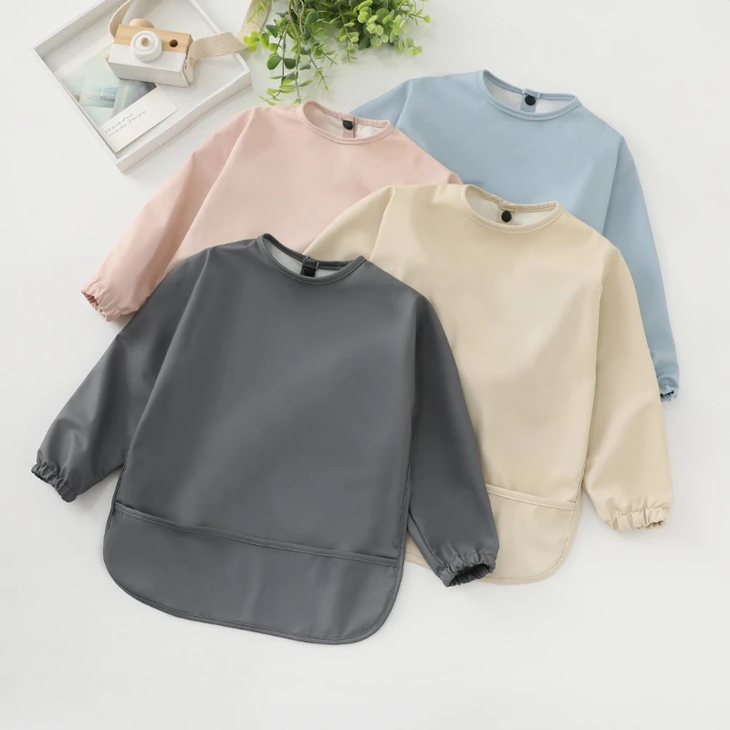 

Фартук с слюнявчиком для кормления ребенка и карманом для ловли еды, нейтральный комбинезон для маленьких мальчиков и девочек,