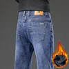 Winter Men Warm Flannel Stretch Straight Jeans Casual Fleece Baggy Pants Classic Plus Size Denim Trousers Male Brand Clothing 4