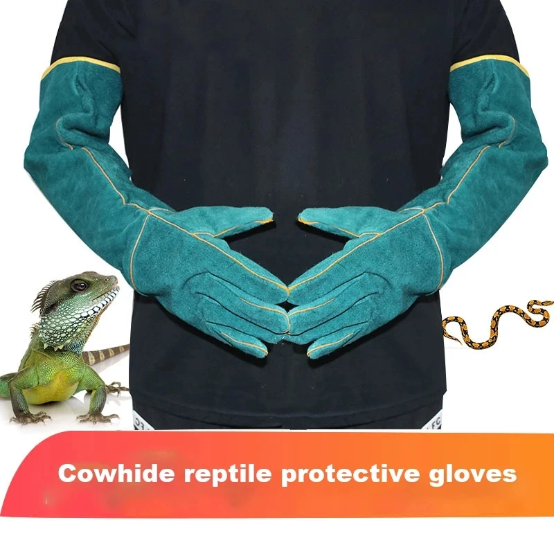 1Pair Safety Catch Gloves Dog Cat Reptile Animal Ultra Long Leather Pets Grasping Protective Green Iguana Anti Grasping Gloves