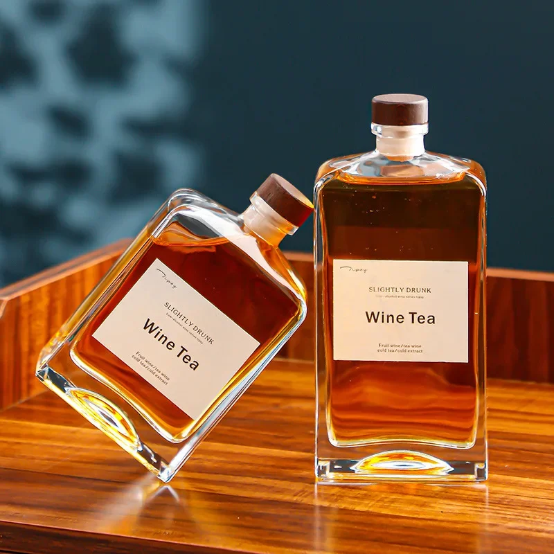 Square shaped Lead Free Whiskey Decanter Glassware Glass Alcohol Bottle for Tequila Brandy and Vodka whiskey decanter set