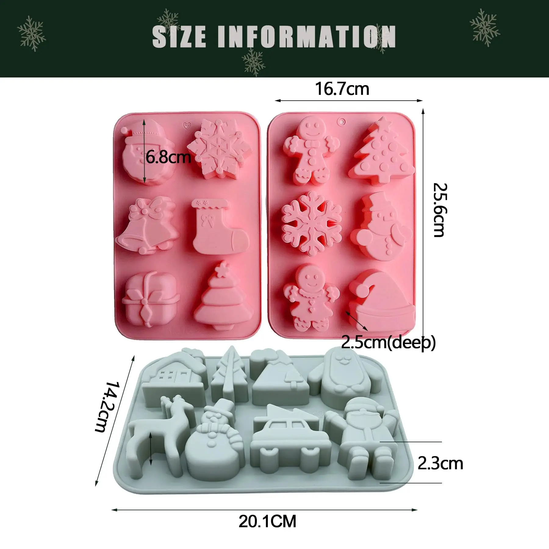 Christmas Silicone Molds For Baking, Nonstick Heat Resistant Silicone Christmas  Cake Molds, Large Size Santa Claus / Snowman / Christmas Tree Shape Baking  Molds For Mini Cakes, , Soap, Candles, Bpa-free, Microwave