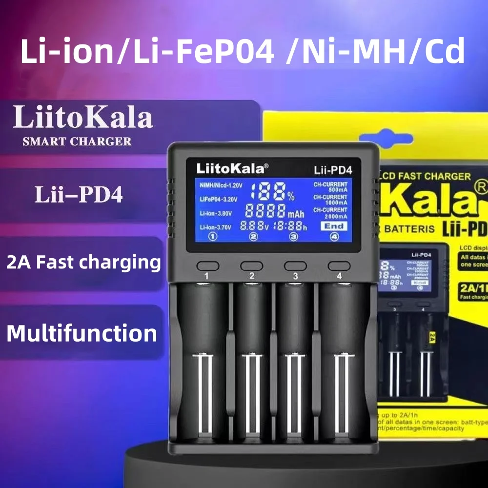 Battery Charger Battery Charger Adapter LiitoKala 18650 Battery Charger Lii-PD2 Lii-PD4 2 4 Slots AC 110V 220V For 18650 Charging 3.7V Rechargeable