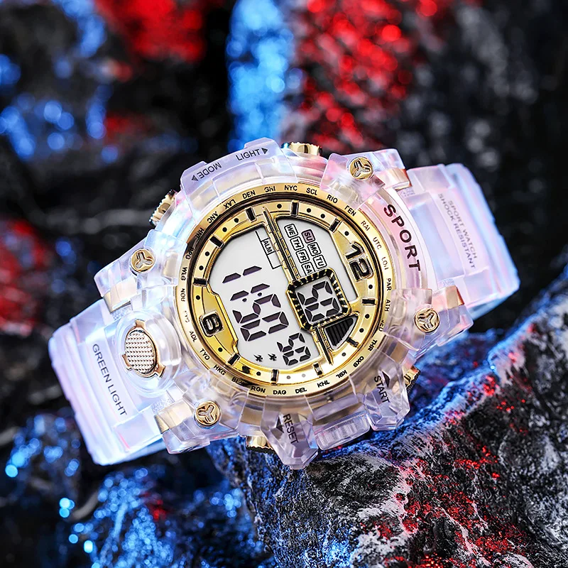 YIKAZE Luminous Men Sport watch Waterproof Alarm Clock Outdoor Sport Wristwatch Large Dial  LED Digital Watch for Man Kids 3