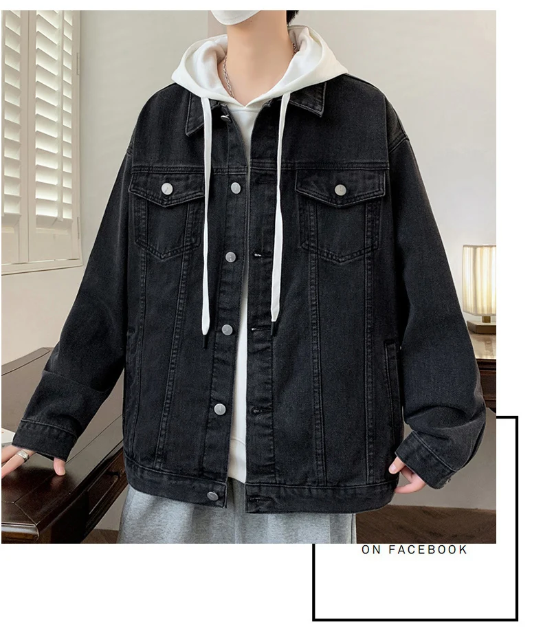 Casual männer Baumwolle Denim Jacken 2026 Frühling Herbst Jugend Hip Hop Streetwear Lose Jeans Outdoor Cowboy Solide Top Mantel kleidung – Detail 11