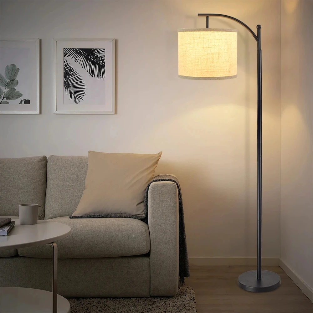 

Modern Arc Led Floor Lamp Farmhouse Standing Floor Lamps with Hanging Lampshade Industrial Reading Lighting for Bedroom