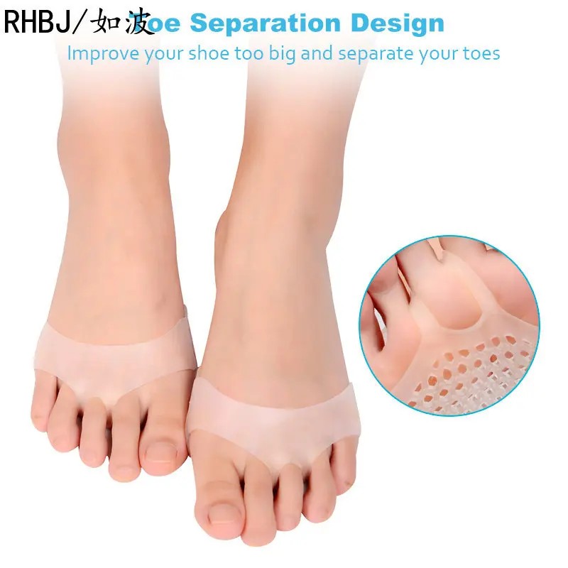 New 1 Pair Insoles Forefoot Pads  High Heel Shoes Foot Blister Care Toes Insert Pad Silicone Gel Insole Pain Relief for Women