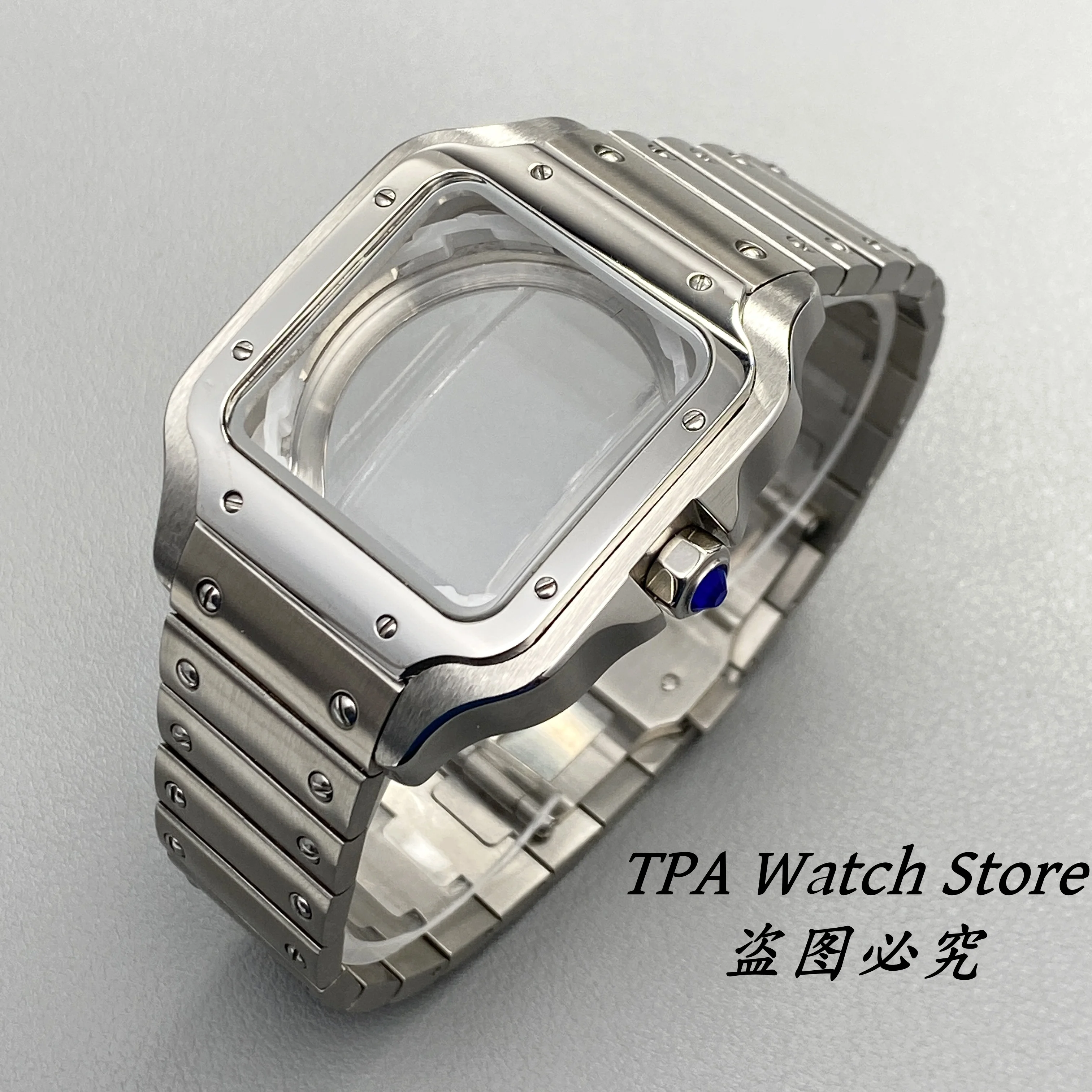 PVD Black Stainless Steel Square Watch Case - 38mm