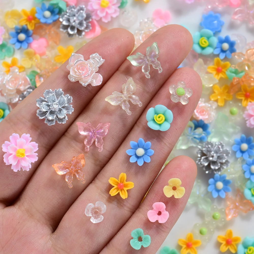 12 Stile/Box 3D Gemischte Rote Themen-Nagelkunst-Charms aus Harz: Kirsche, Erdbeere, Schleife, Blume, Strass-Nageldekorationen für DIY-Maniküre – Detail 15