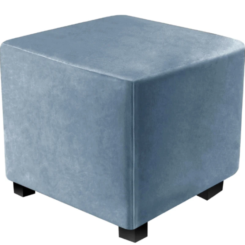 Luxurious Velvet Square Ottoman Cover - Stretchable and Washable Furniture Protector for Footstools and Benches, Available in Three Sizes